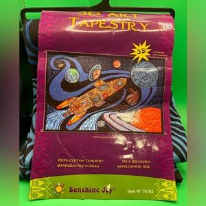 Sunshine Joy 3D Galactic Outer Space Planetary Psych Art Tapestry 90” X 60”